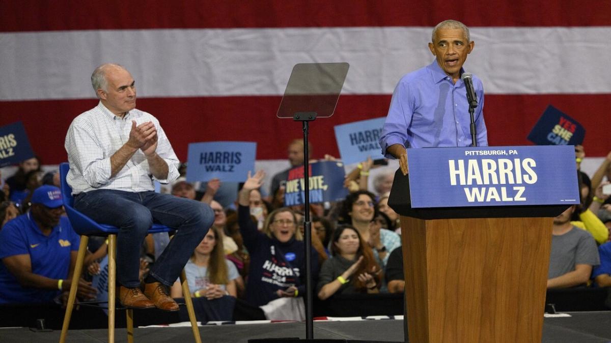 Barack Obama campaigning for Kamala Harris in Pennsylvania